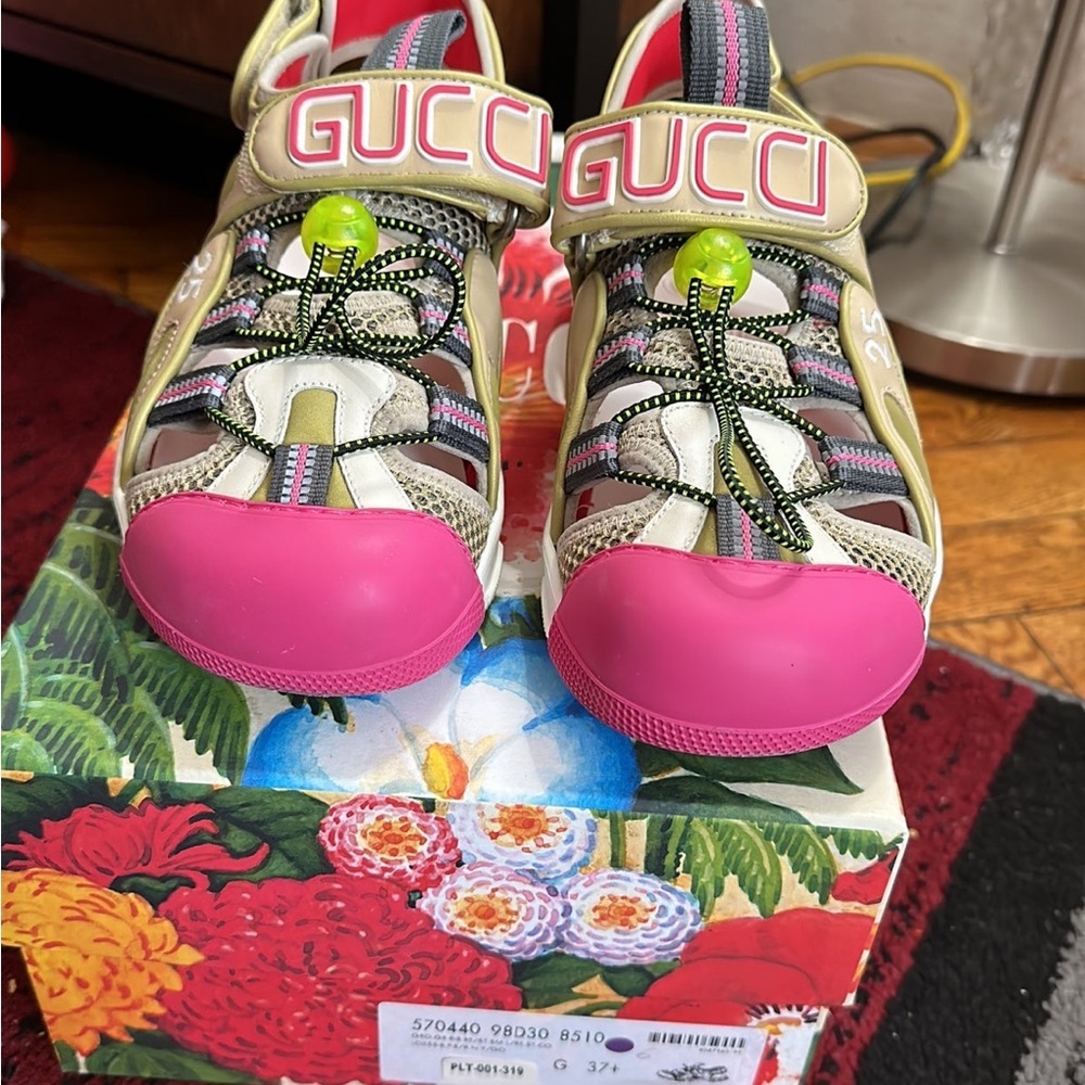 Gucci sport tinsel mesh sandal 37.5